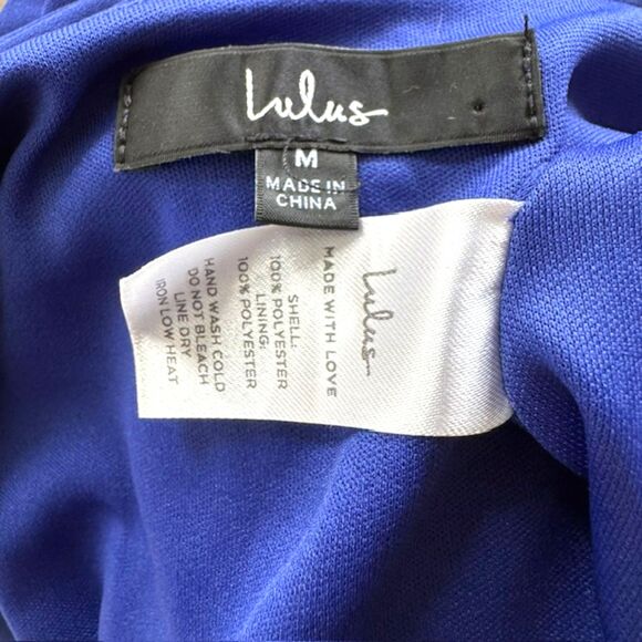 LULUS RISE TO THE OCCASTION ROYAL BLUE WRAP DRESS BUTTERFLY SLEEVE SIZE MEDIIUM - Picture 14 of 14